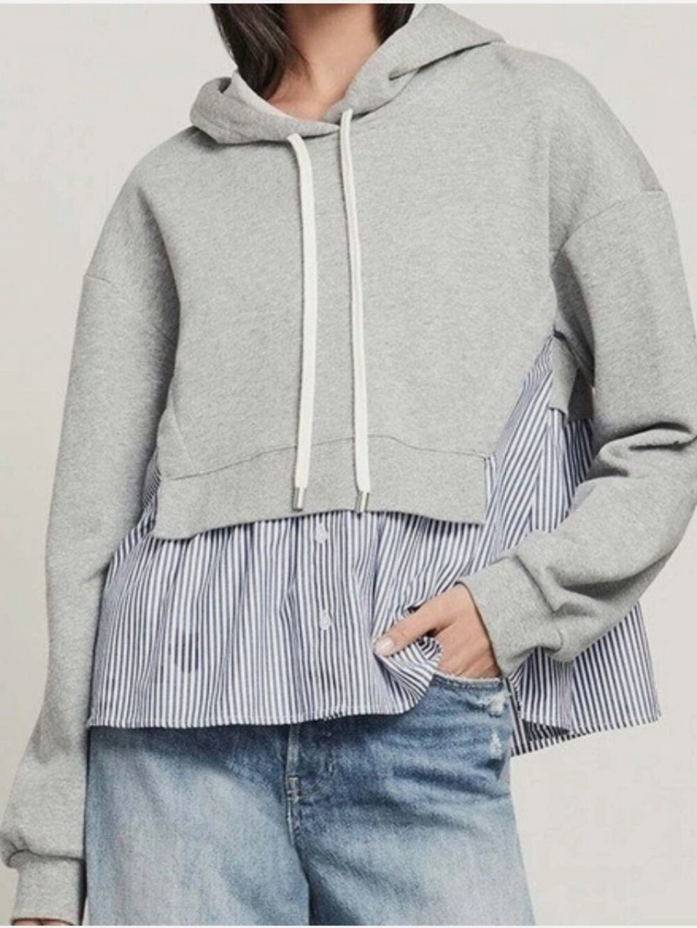 Veronica Beard Women's Hockley Mixed Media Sweatshirt Size XL